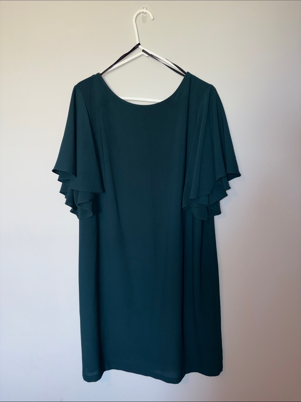 Flutter Sleeve Dress in Dark Teal Size 18